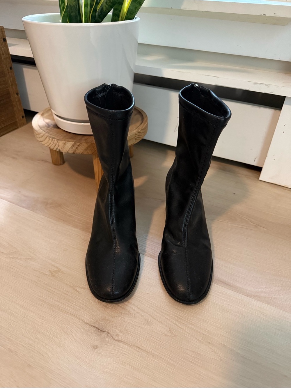 H&M Black Sock Ankle Heeled Boots